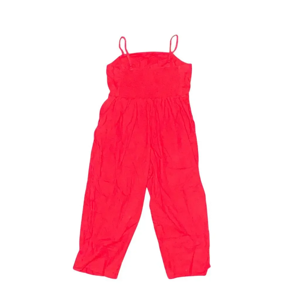 Old Navy Sleeveless Cami Jumpsuit Women's Size XL Tomato Juice Red Linen Blend